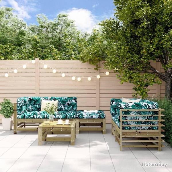 Salon de jardin 6 pcs bois de pin imprgn alsavelo