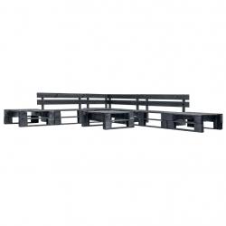 Canapés de jardin palette 6 pcs noir bois alsavelo