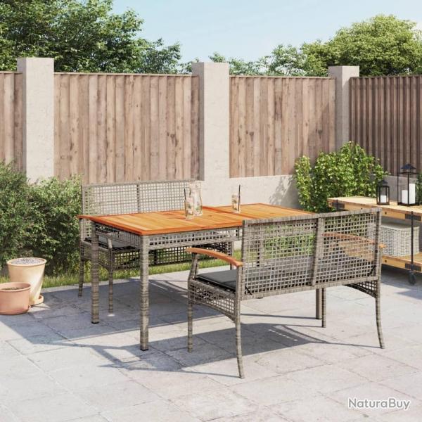 Ensemble  manger de jardin 3 pcs coussins gris rsine tresse alsavelo