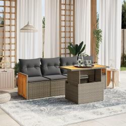 Salon de jardin 5 pcs avec coussins gris résine tressée alsavelo