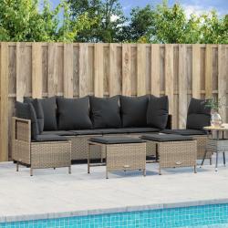 Salon de jardin 5 pcs avec coussins gris clair résine tressée alsavelo