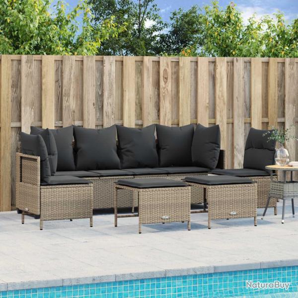 Salon de jardin 5 pcs avec coussins gris clair rsine tresse alsavelo