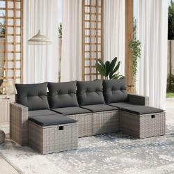 Salon de jardin 6 pcs avec coussins gris résine tressée alsavelo