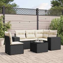 Salon de jardin 6 pcs avec coussins noir résine tressée alsavelo