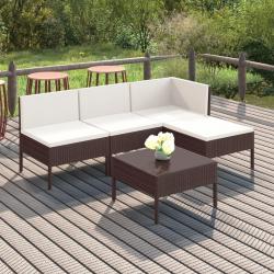 Salon de jardin 5 pcs avec coussins résine tressée marron alsavelo
