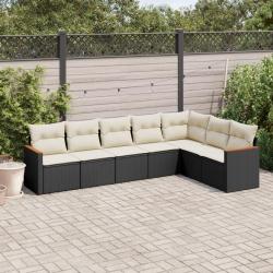 Salon de jardin 7 pcs avec coussins noir résine tressée alsavelo