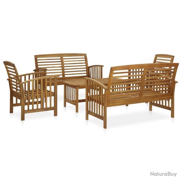 Salon de jardin 5 pcs Bois d'acacia solide alsavelo