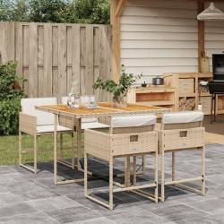Ensemble à manger de jardin avec coussins 5pcs Beige poly rotin alsavelo