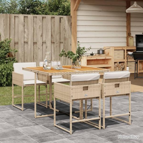 Ensemble  manger de jardin avec coussins 5pcs Beige poly rotin alsavelo
