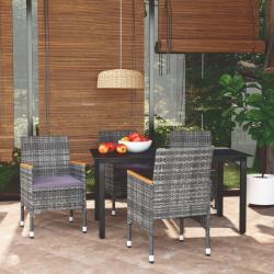 Ensemble à manger de jardin coussins 5pcs Résine tressée Gris alsavelo