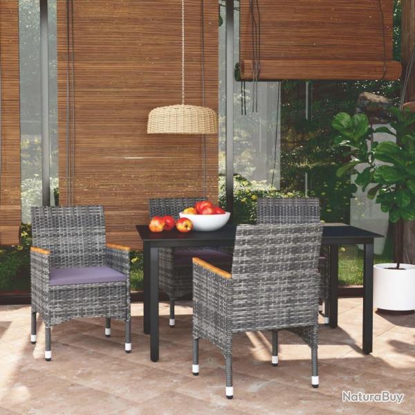 Ensemble  manger de jardin coussins 5pcs Rsine tresse Gris alsavelo