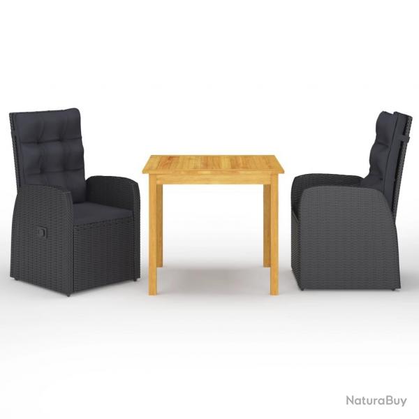 Ensemble  manger de jardin 3 pcs Noir alsavelo