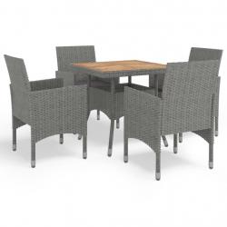Ensemble à manger de jardin 5 pcs Gris Résine tressée et acacia alsavelo