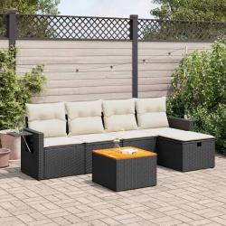 Salon de jardin 6 pcs avec coussins noir résine tressée alsavelo