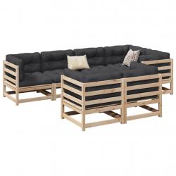Salon de jardin 7 pcs bois de pin massif alsavelo