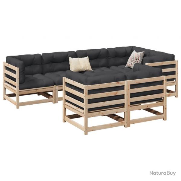 Salon de jardin 7 pcs bois de pin massif alsavelo