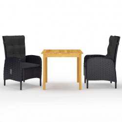 Ensemble à manger de jardin 3 pcs Noir alsavelo