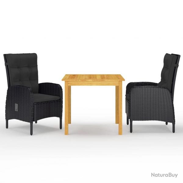 Ensemble  manger de jardin 3 pcs Noir alsavelo