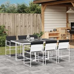 Ensemble à manger de jardin avec coussins 7 pcs blanc textilène alsavelo