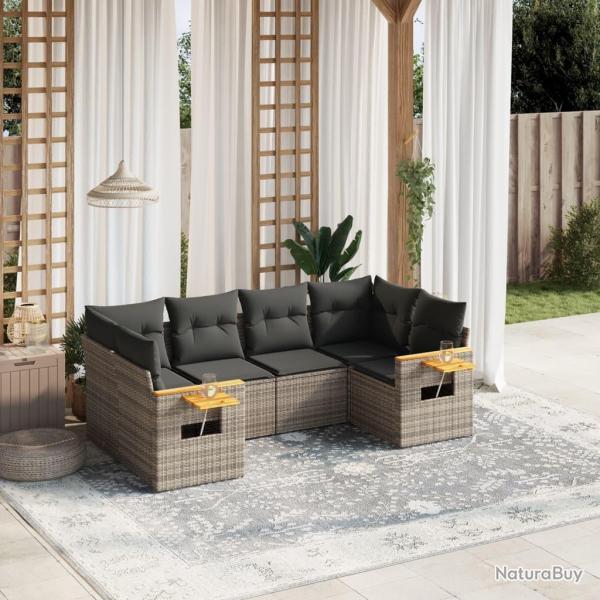 Salon de jardin 6 pcs avec coussins gris rsine tresse alsavelo