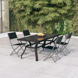 Ensemble à manger de jardin 5 pcs Gris et noir alsavelo