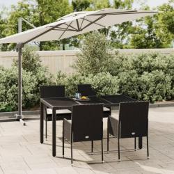 Ensemble à manger de jardin coussins 5pcs Noir Résine tressée alsavelo