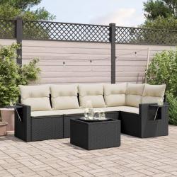 Salon de jardin 6 pcs avec coussins noir résine tressée alsavelo