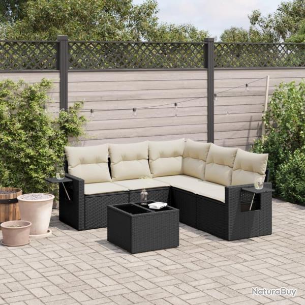 Salon de jardin 6 pcs avec coussins noir rsine tresse alsavelo