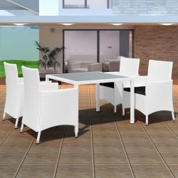 Salon de jardin 5 pcs Résine tressée Blanc-crème alsavelo