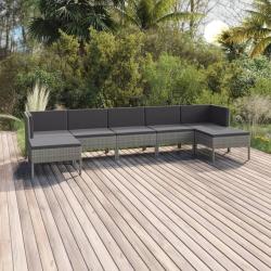 Salon de jardin 7 pcs avec coussins résine tressée gris alsavelo