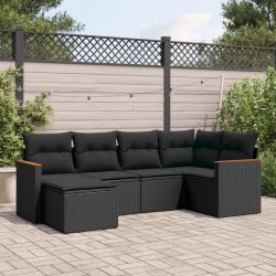 Salon de jardin 6 pcs avec coussins noir résine tressée alsavelo