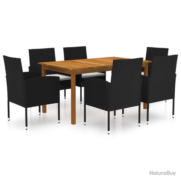 Ensemble  manger de jardin 7 pcs Noir alsavelo