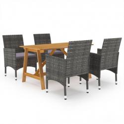 Ensemble à manger de jardin 5 pcs Gris alsavelo