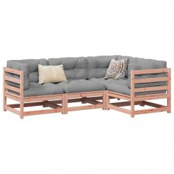 Salon de jardin 4 pcs et coussins bois massif sapin de douglas alsavelo