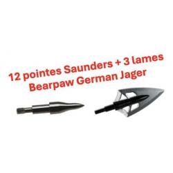 Packs de pointes Saunders & lames Bearpaw German Jager 100 gr