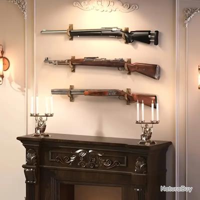 Portes fusil/Porte manteau à 4 patères bois de cerf - Manufrance pour