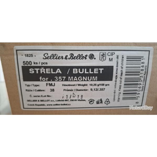 Ogives 38/357 ,158gr FMJ SELLIER BELLOT. X500