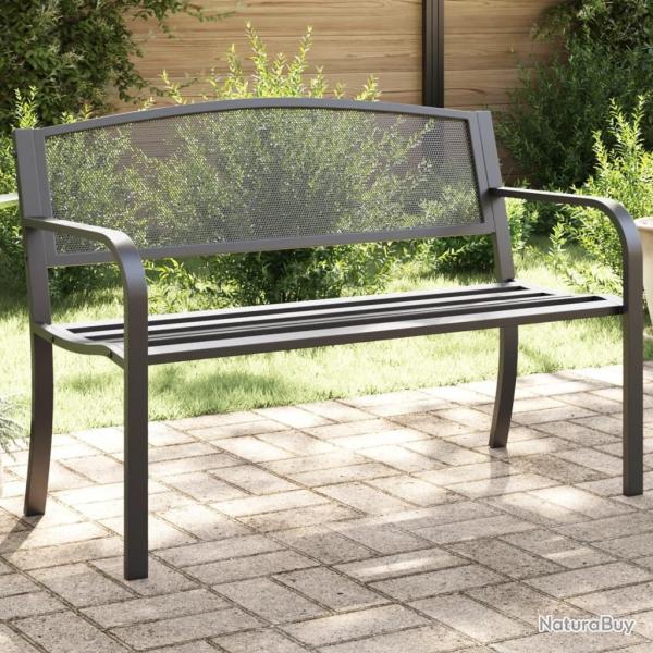 Banc de jardin 119 cm noir acier alsavelo