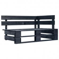 Banc d'angle palette de jardin bois noir alsavelo
