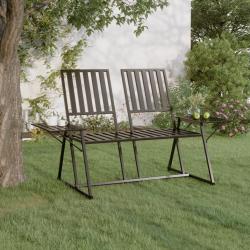 Banc de jardin 2 places 165 cm Noir Acier alsavelo