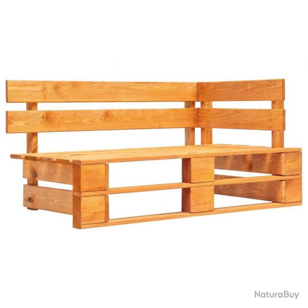 Banc d'angle palette de jardin bois marron miel alsavelo
