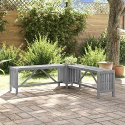 Banc d'angle de jardin et jardinière 117 cm bois d'acacia gris alsavelo