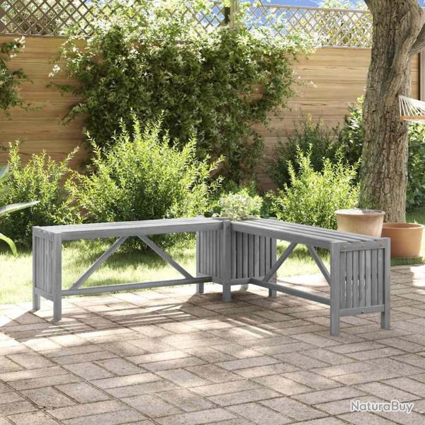 Banc d'angle de jardin et jardinire 117 cm bois d'acacia gris alsavelo