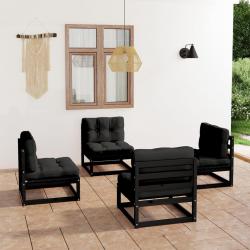 Salon de jardin 4 pcs avec coussins Bois de pin massif alsavelo