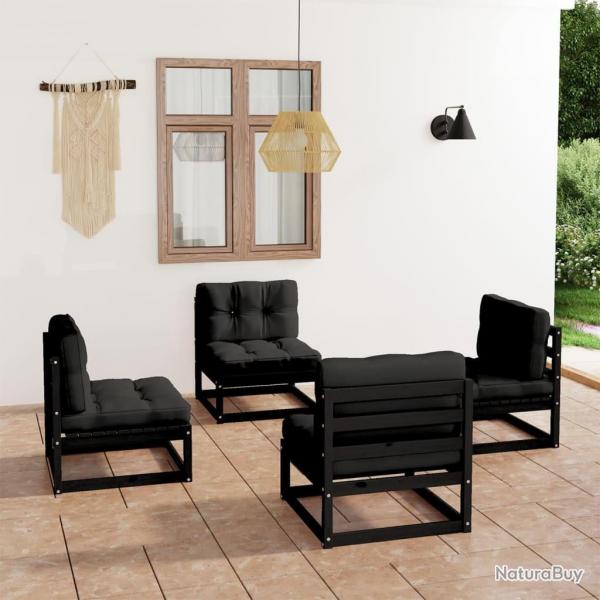 Salon de jardin 4 pcs avec coussins Bois de pin massif alsavelo