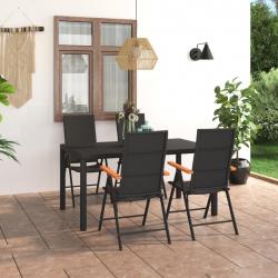 Ensemble à manger de jardin 5 pcs noir et marron alsavelo