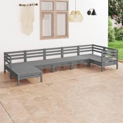 Salon de jardin 7 pcs Bois de pin massif Gris alsavelo
