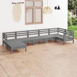 Salon de jardin 7 pcs Bois de pin massif Gris alsavelo