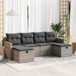 Salon de jardin 6 pcs avec coussins gris résine tressée alsavelo