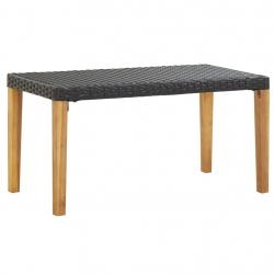 Banc de jardin 120 cm Noir Résine tressée et bois d'acacia alsavelo